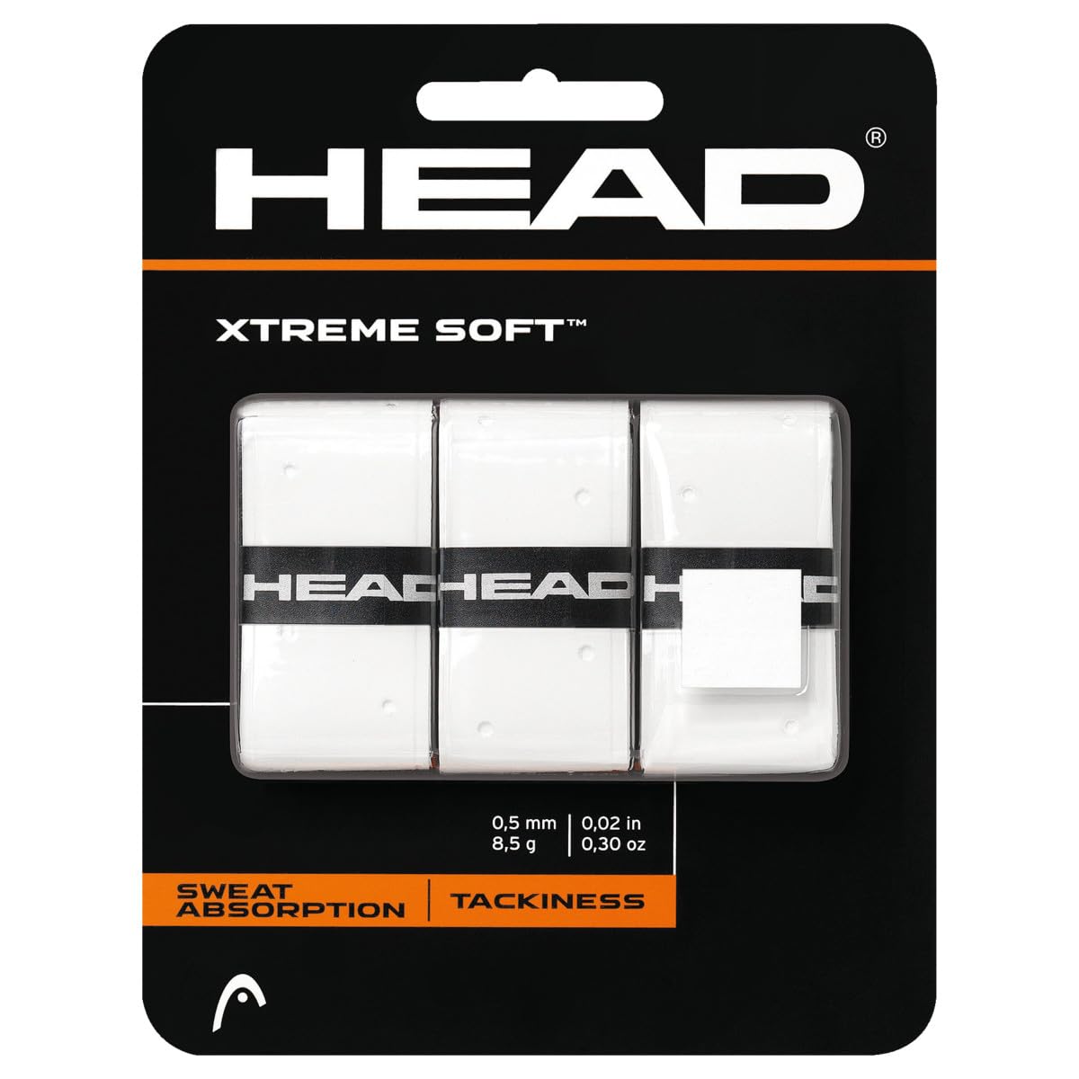 Head Xtreme Soft Racquet Overgrip Tennis Racket Grip Tape 3 Pack White, White, Pack Us