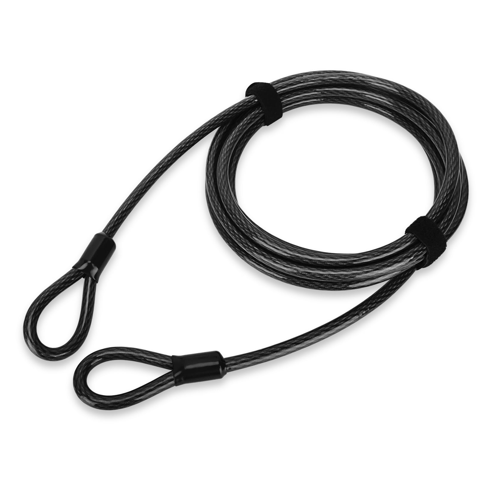 DAOSEC 22 ft x 3/8  Heavy Duty Cut-Proof Security Cable | Flexible Vinyl-Coated Braided Steel with Looped Ends | Weatherproof An