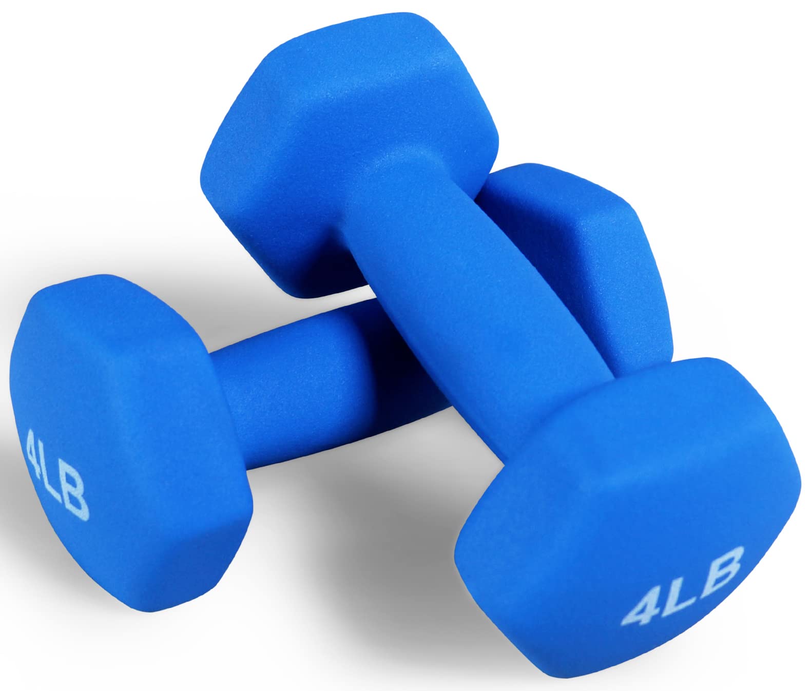 Fitvids Neoprene Dumbbell Hand Weights, Anti-Slip, Anti-Roll, Hex Shape Colorful, 4-Pound, Pair