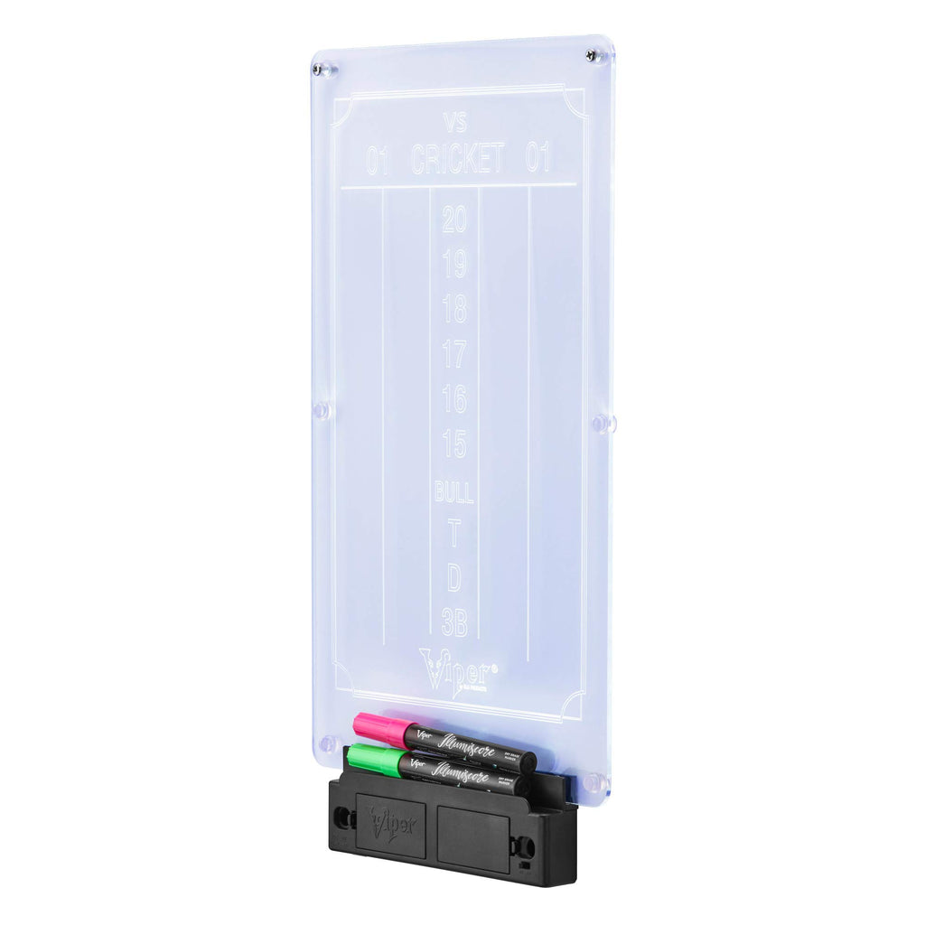 Viper Illumiscore Plus+ See-Through Illuminated Back-Lit Dry Erase Dart Scoreboard, Large (19.50'' L X 10.00'' W), Black