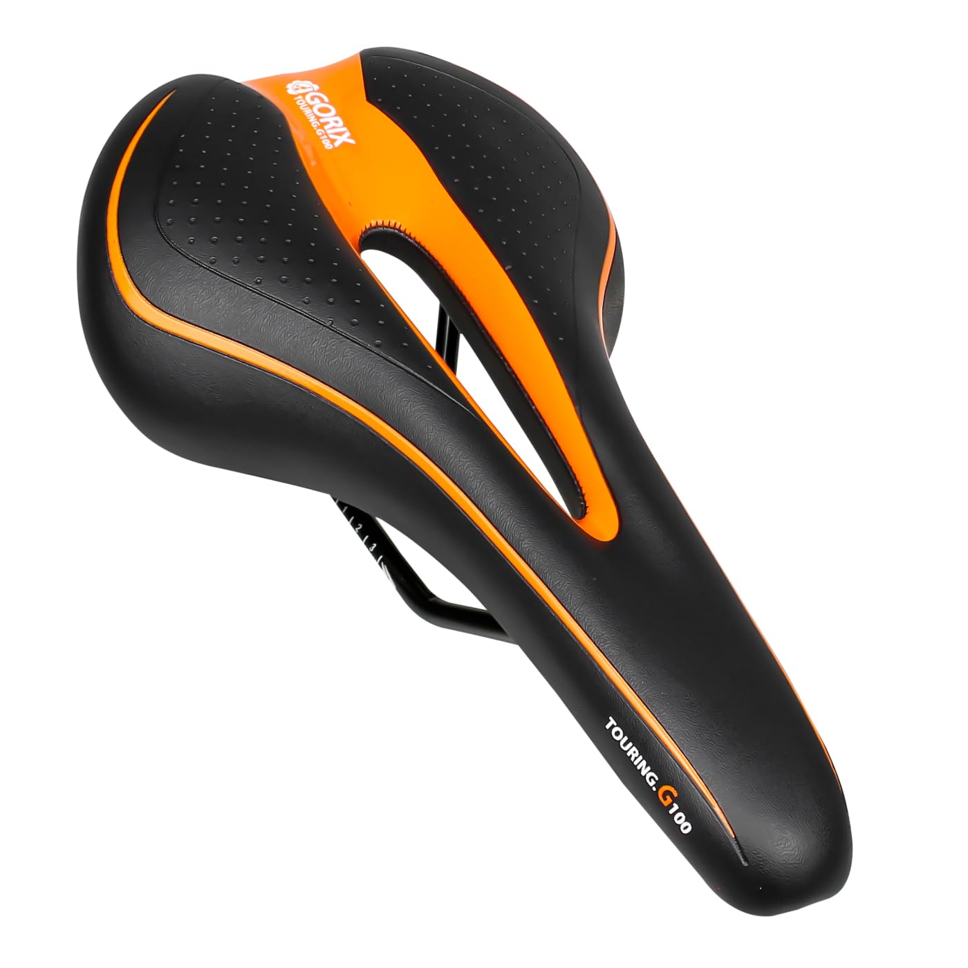 Gorix Bike Saddle Seat Comfortable Cushion With Rail Mountain Road Bicycle For Men And Women (Gx-C19) (Black   Orange)