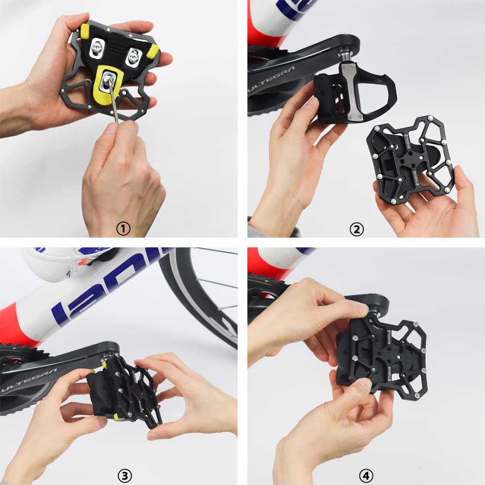 Thinvik Bike Clipless Pedal Platform Adapters Compatible With Shimano Spd-Sl/Spd,Look Keo/Delta,Peloton Bike Pedals And Cleats,C