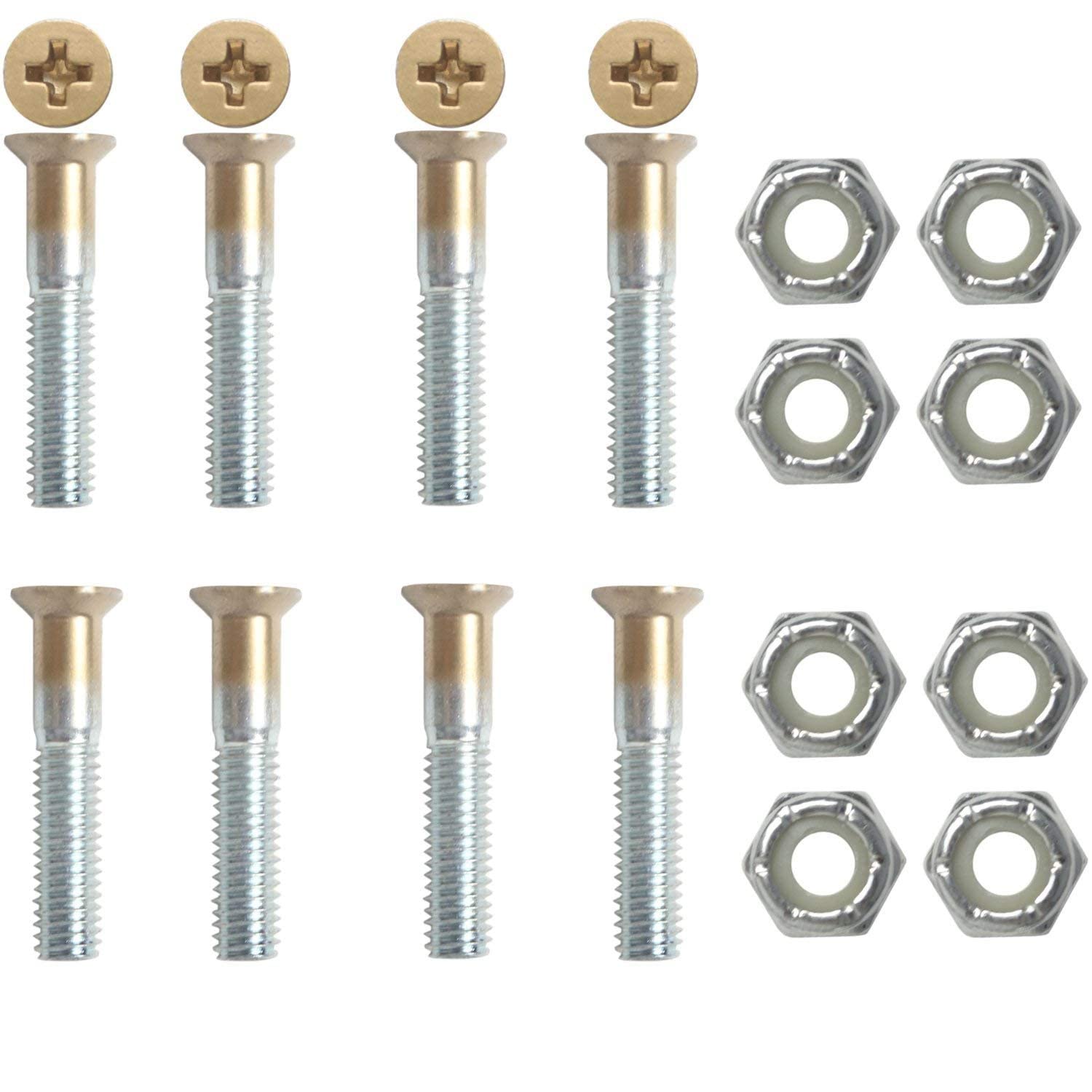 Dimebag Hardware Skateboard Mounting Nuts and Bolts 1 Phillips - Skateboard Truck Hardware - Lots of Colors (Gold)