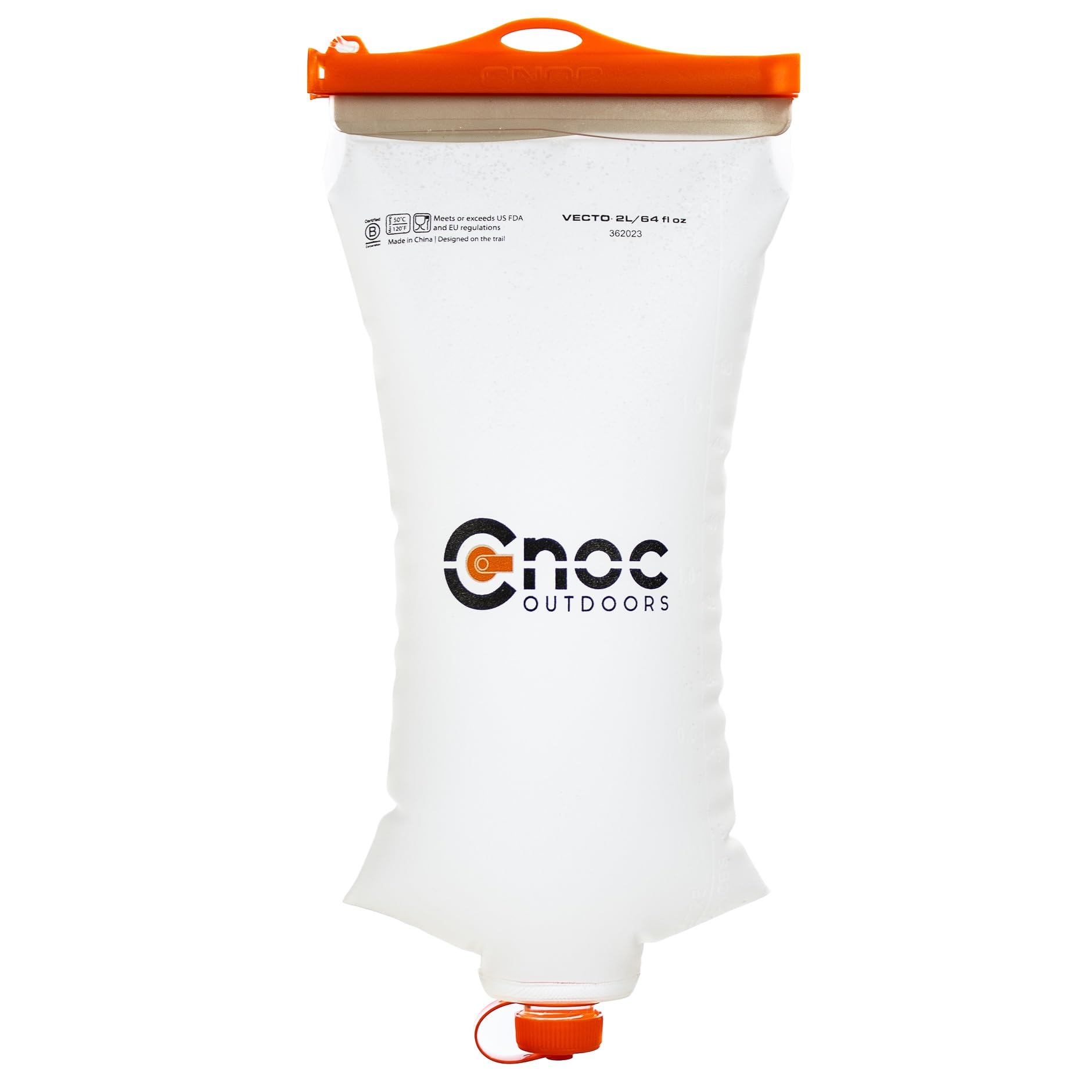 Vecto Water Collection and Filtration Bag 2 Liter Orange - 28mm Neck Compatible With Popular Filters - Wide Opening For Easy Wat