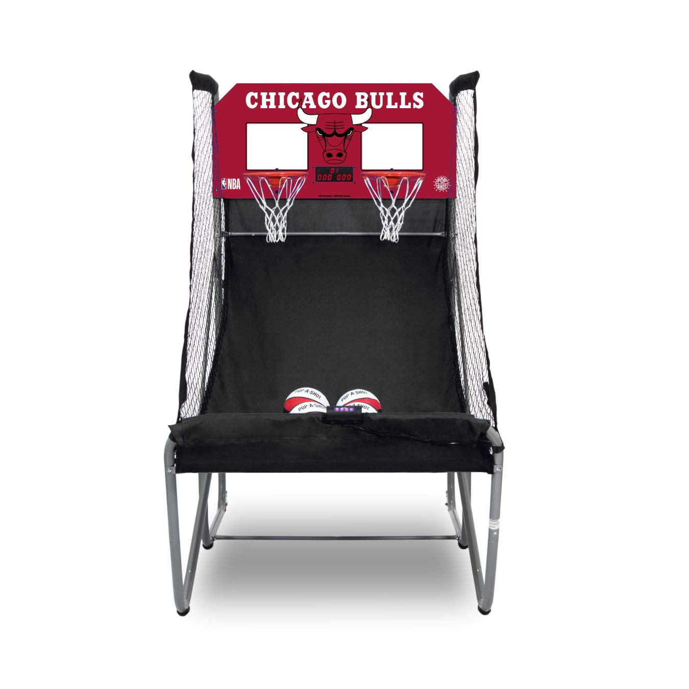 Pop-A-Shot - Home Dual Shot with Chicago Bulls NBA Graphics l Sensor Scoring l 16 Game Modes l 7 Balls l Foldable Storage l for 