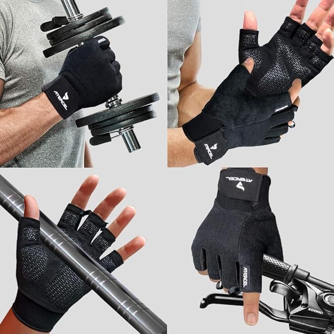 Atercel Workout Gloves For Men And Women, Exercise Gloves For Weight Lifting, Cycling, Gym, Training, Breathable And Snug Fit (B