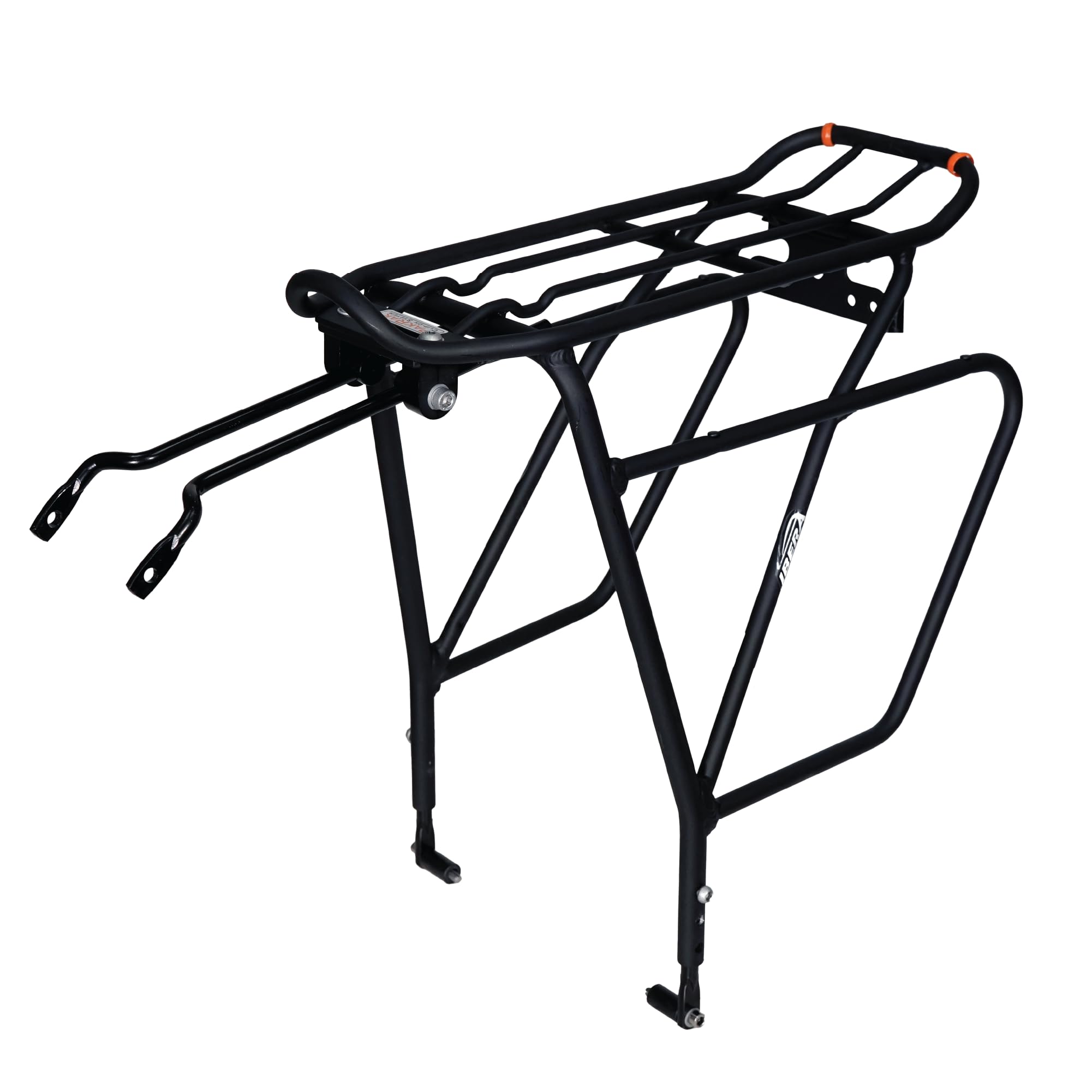 Ibera Bike Rack - Bicycle Touring Carrier Plus+ for Disc Brake Mount, Frame-Mounted for Heavier Top & Side Loads, Height Adjusta