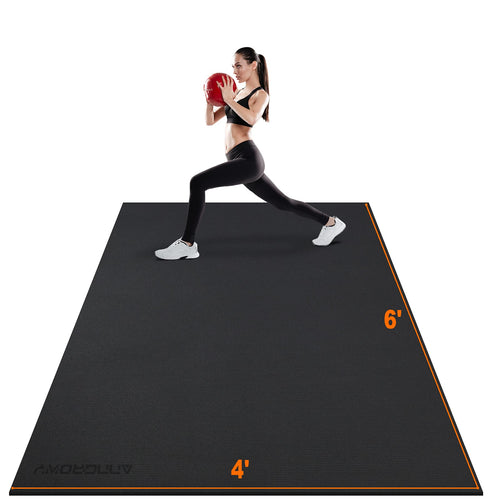Anngrowy Large Exercise Mat 6'X4'X7Mm Workout Mats For Home Gym Mats Gym Flooring Rubber Workout Mat Fitness Mat Large Yoga Mat 