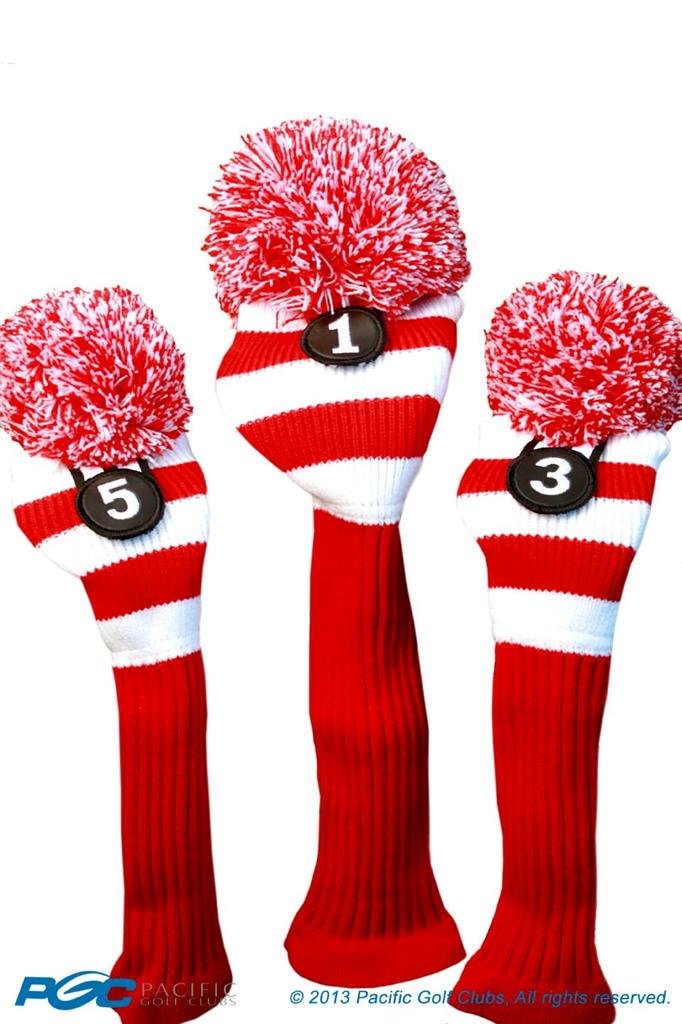 Majek Golf Club 1 3 5 White And Red Limited Edition Driver And Fairway Wood Head Covers Fits 460Cc Drivers Tour Knit Retro Vinta