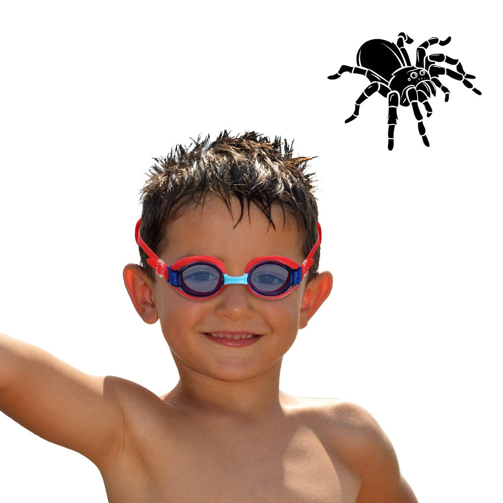 RUIGAO Kids Swim Goggles Age 2-6, Toddler Goggles No Hair Pull,UV Protection/Anti Fog/Padded HeadBand (1PK Extra - Spider)