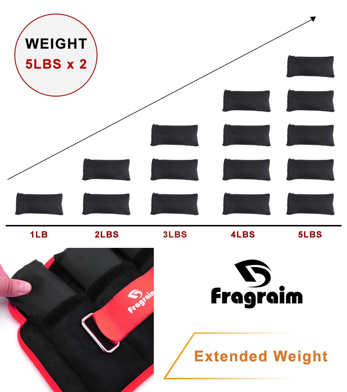 Fragraim Adjustable Ankle Weights 1-10 Lbs Pair With Removable Weight For Jogging, Gymnastics, Aerobics, Physical Therapy, Resis