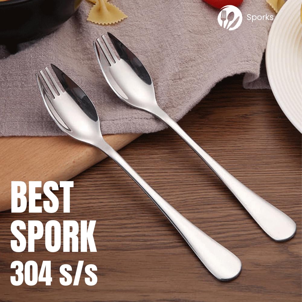 Spork 6-Pack Long Handle And Heavy Duty 18/10 Sporks Stainless Steel Sporks Reusable For Kids And Adults And Outdoor Camping By