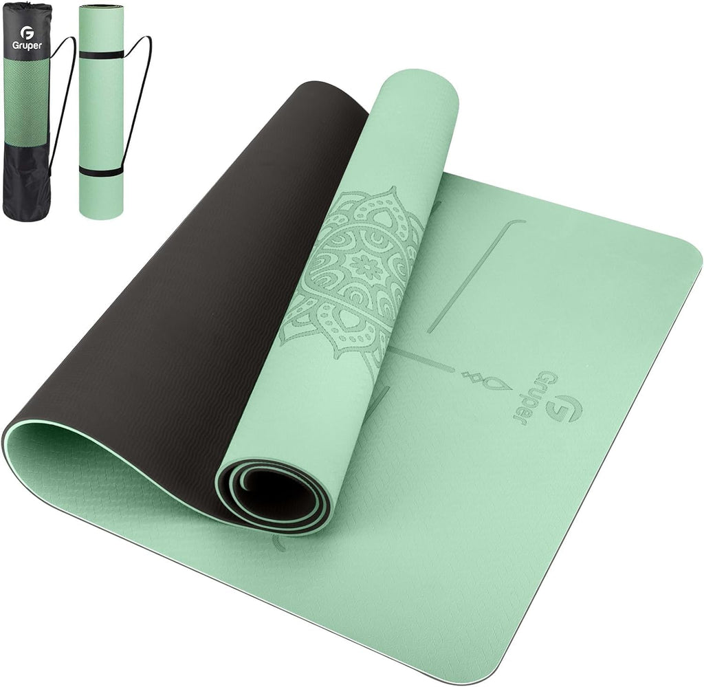 Yoga Mat Non Slip TPE Thick Yoga Mat with Alignment Mark, Large Size 72L x 32W x 0.32Th or 0.24Th, Anti-Tear Exercise & Fitness 