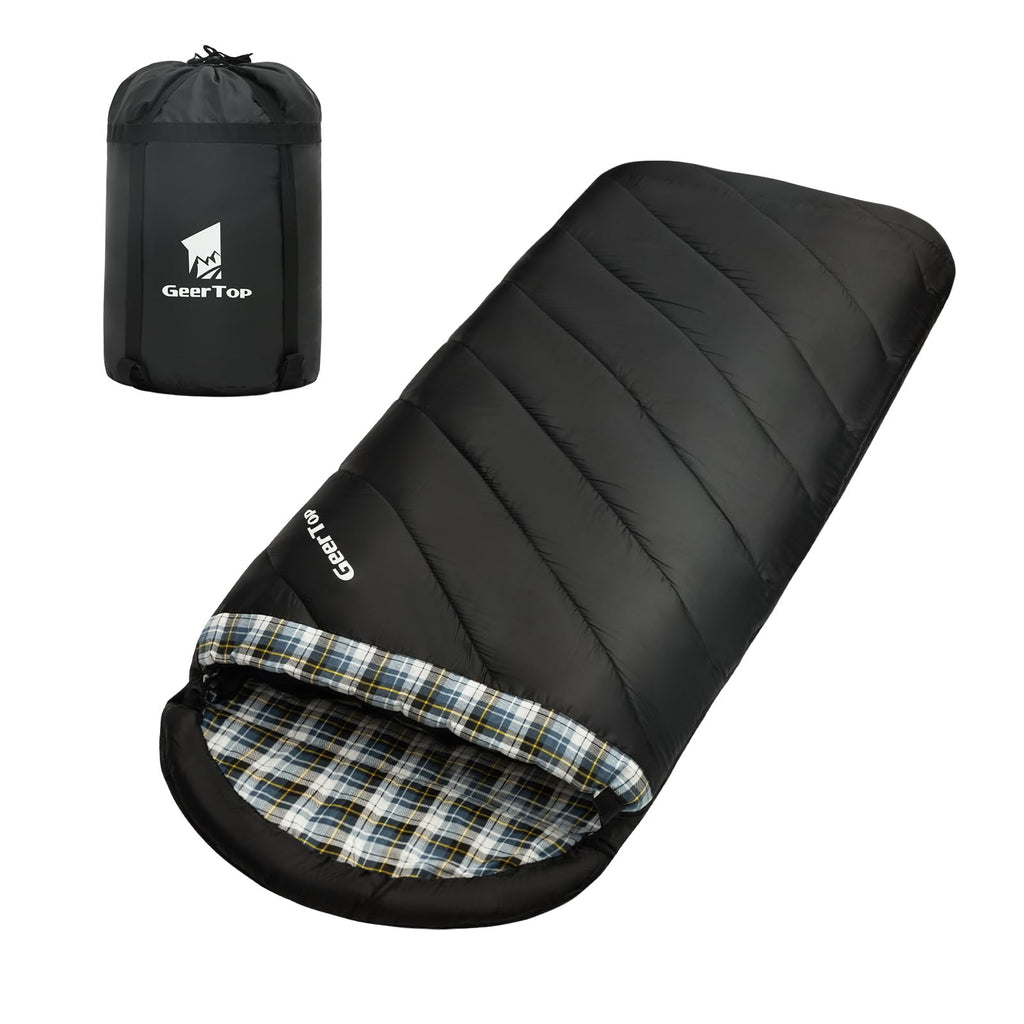 Geertop Flannel Sleeping Bag For Adults Xxl, Large Wide Camping Sleeping Bag 4 Season, 0 Degree Sleeping Bag For Winter Cold Wea