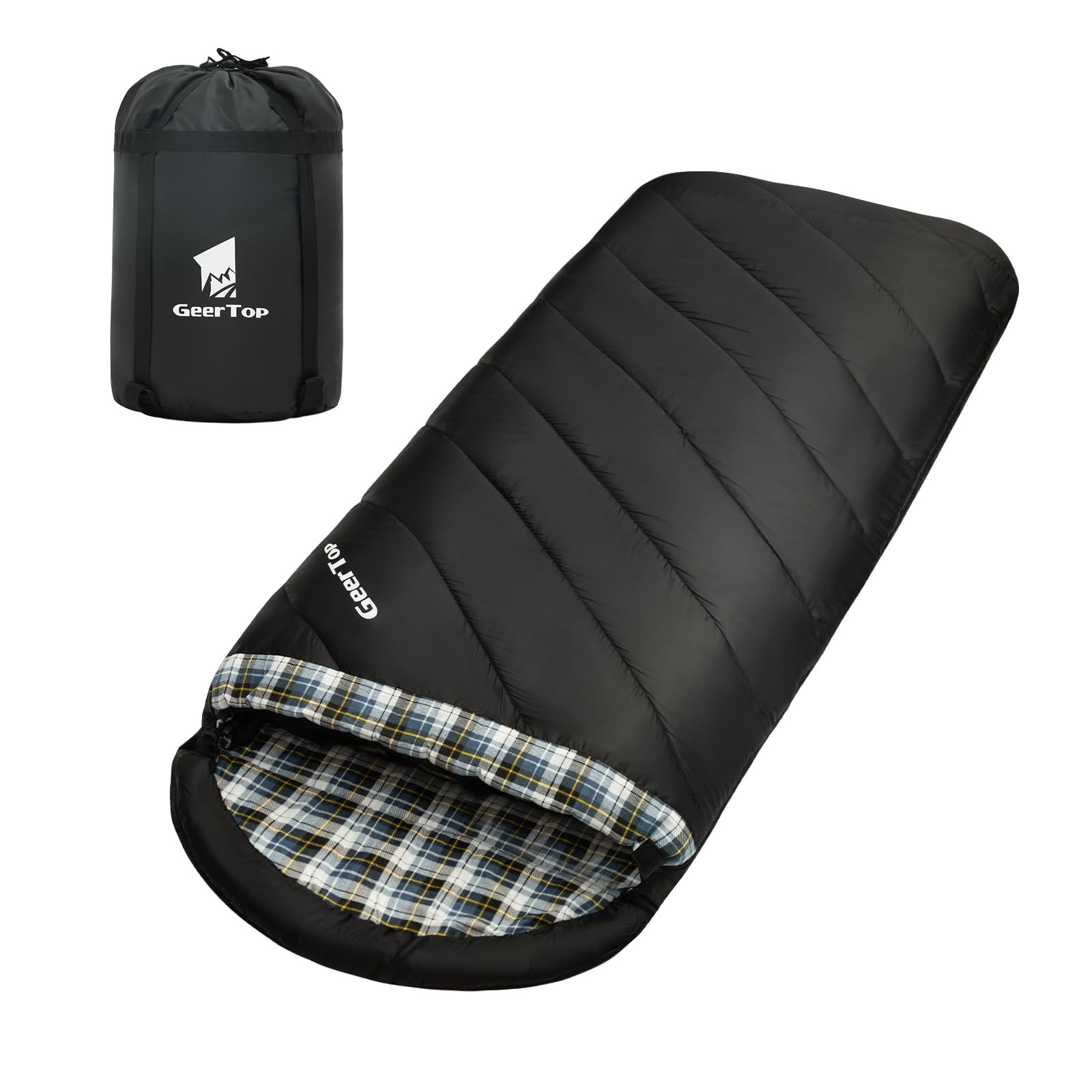Geertop Flannel Sleeping Bag For Adults Xxl, Large Wide Camping Sleeping Bag 4 Season, 0 Degree Sleeping Bag For Winter Cold Wea