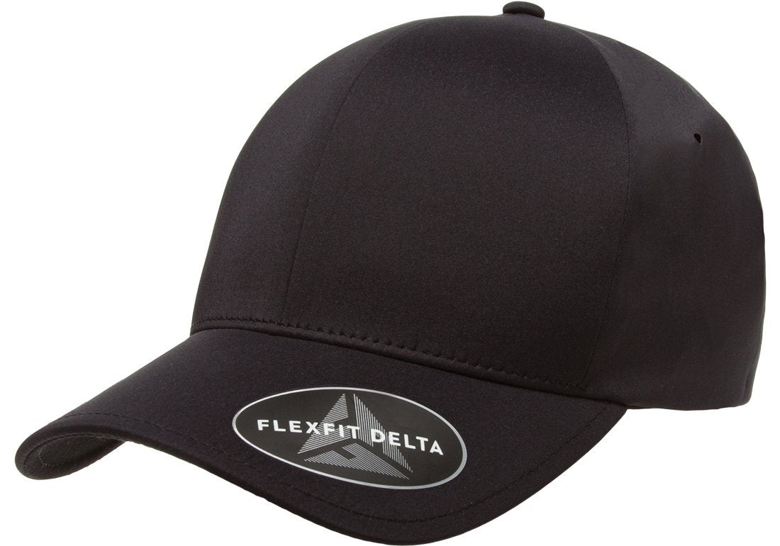 Flexfit MenS Seamless Fitted Delta Cap, Black, Large/Extra Large