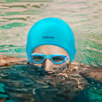 Uniswim Swim Cap And Goggles Set For Women Men With Anti Fog Glasses Clear Lens For Swimming (Aqua)