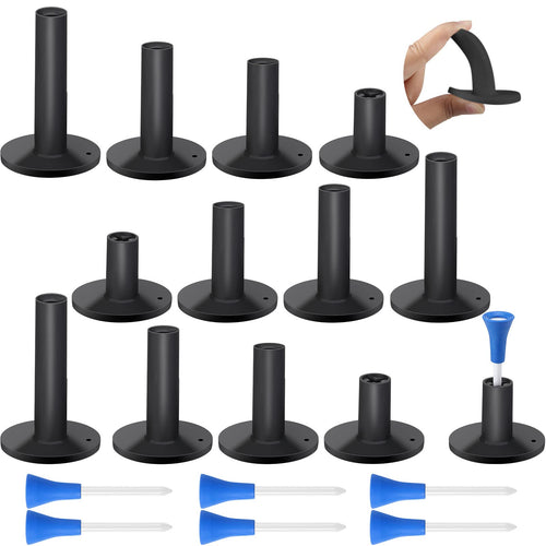 12 Pieces Golf Range Tees Set Rubber Golf Tees for Range Mats Driving Range 6 Pieces for Practice Mat Mixed Size(Black and White