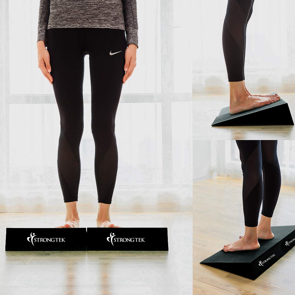 Strongtek 13'' Large Yoga Foam Wedge, Slant Board, Calf Stretcher, For Lower Leg Strength, Stability, Incline Wedge, Knee Pad, B
