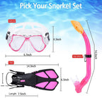 Adicop Kids Mask Fin Snorkel Set For 3-7 Years Old Boys And Girls With Panoramic Snorkel Mask Diving Goggles Dry Top Snorkel And