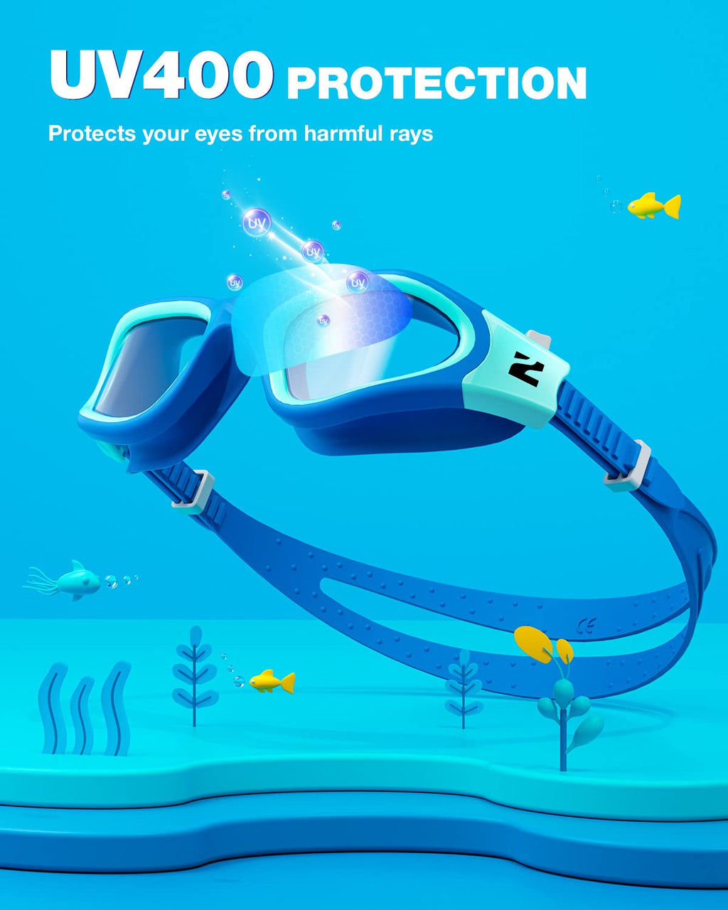 Zionor Kids Swim Goggles, G1Mini Se Anti-Fog Crystal Clear Swimming Goggles For Kids Age 6-14, Leak Proof Kids Swimming Goggles