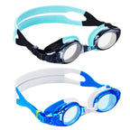 Aegend 2 Pack Kids Goggles, Swimming Goggles for Kids Age 4-16 Boys and Girls Youth, Anti-Fog Pool Goggles, White Blue & Blue Bl