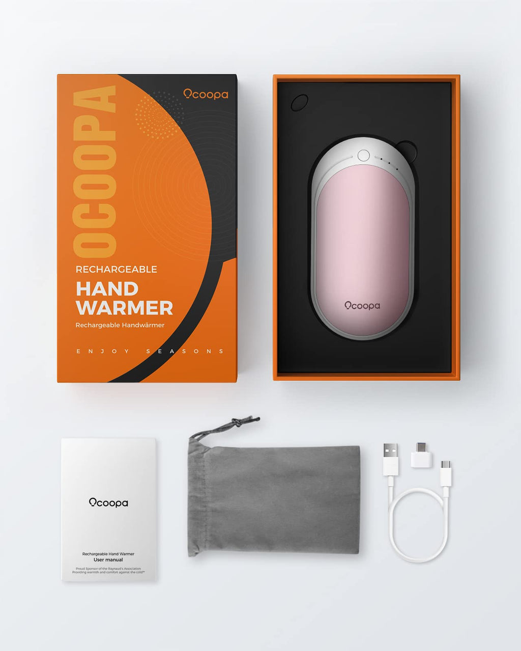 Ocoopa Hand Warmers Rechargeable, 1 Pack 5200Mah Electric Portable Pocket Heater, Heat Therapy Great For Raynauds, Hunting, Golf