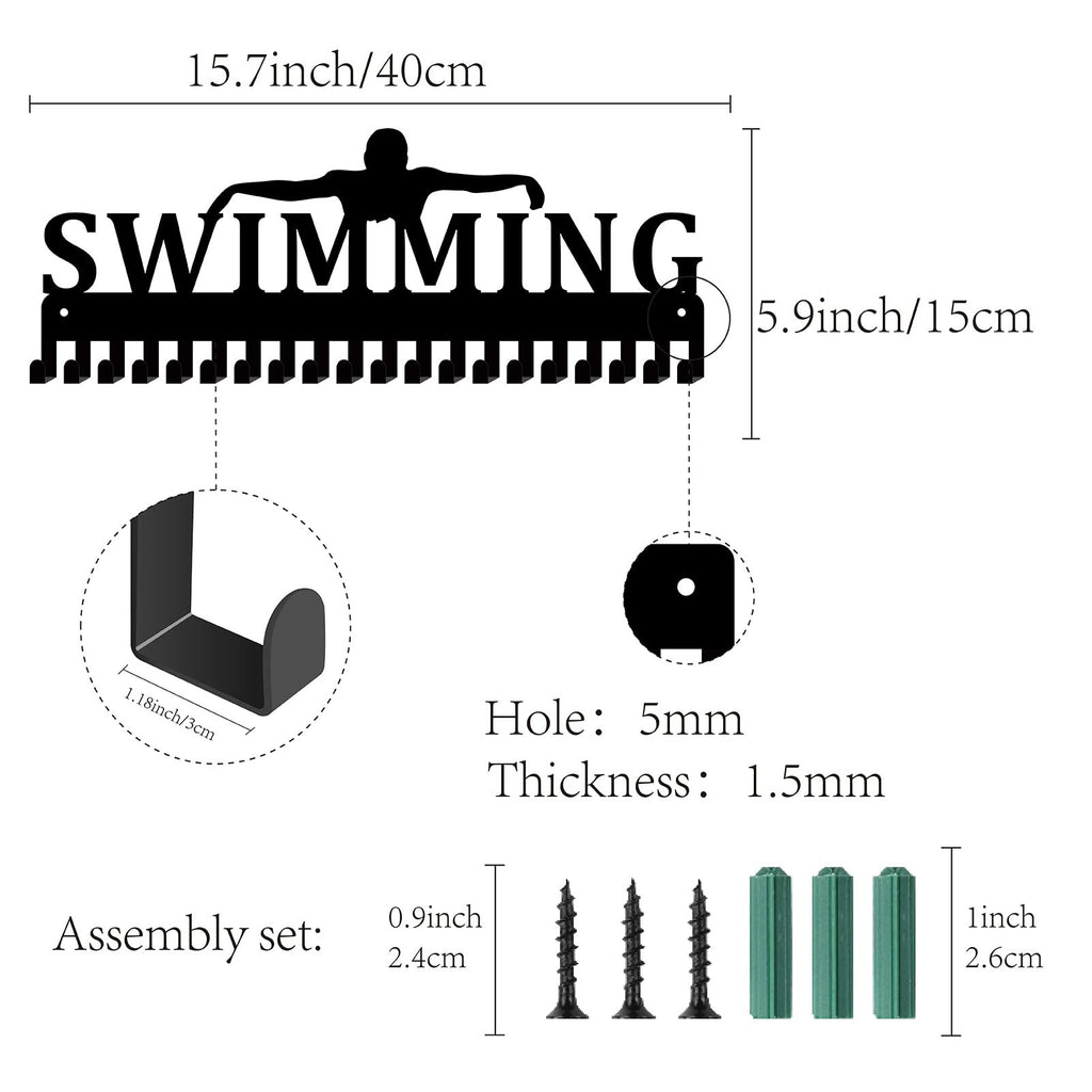 Creatcabin Swimming Medal Holder Swimmer Medals Hanger Athlete Awards Display Stand Wall Rack Mount Decor Stainless Steel Metal
