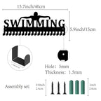 Creatcabin Swimming Medal Holder Swimmer Medals Hanger Athlete Awards Display Stand Wall Rack Mount Decor Stainless Steel Metal