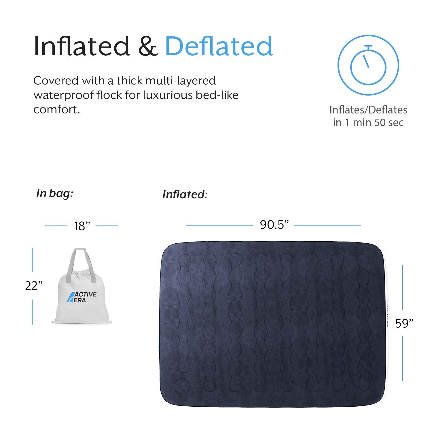 Active Era Luxury Camping Air Mattress With Built In Pump - Queen, Usb Rechargeable Pump, Travel Bag For Tent Camping