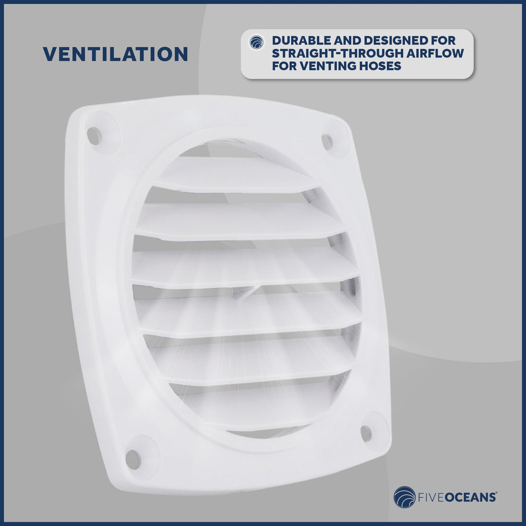 Five Oceans 6-Slotted Louvered Flush Hose Ventilators, 3-Inch Ventilation Area Diameter, White Abs Plastic, 2 Pack - Fo110-M2