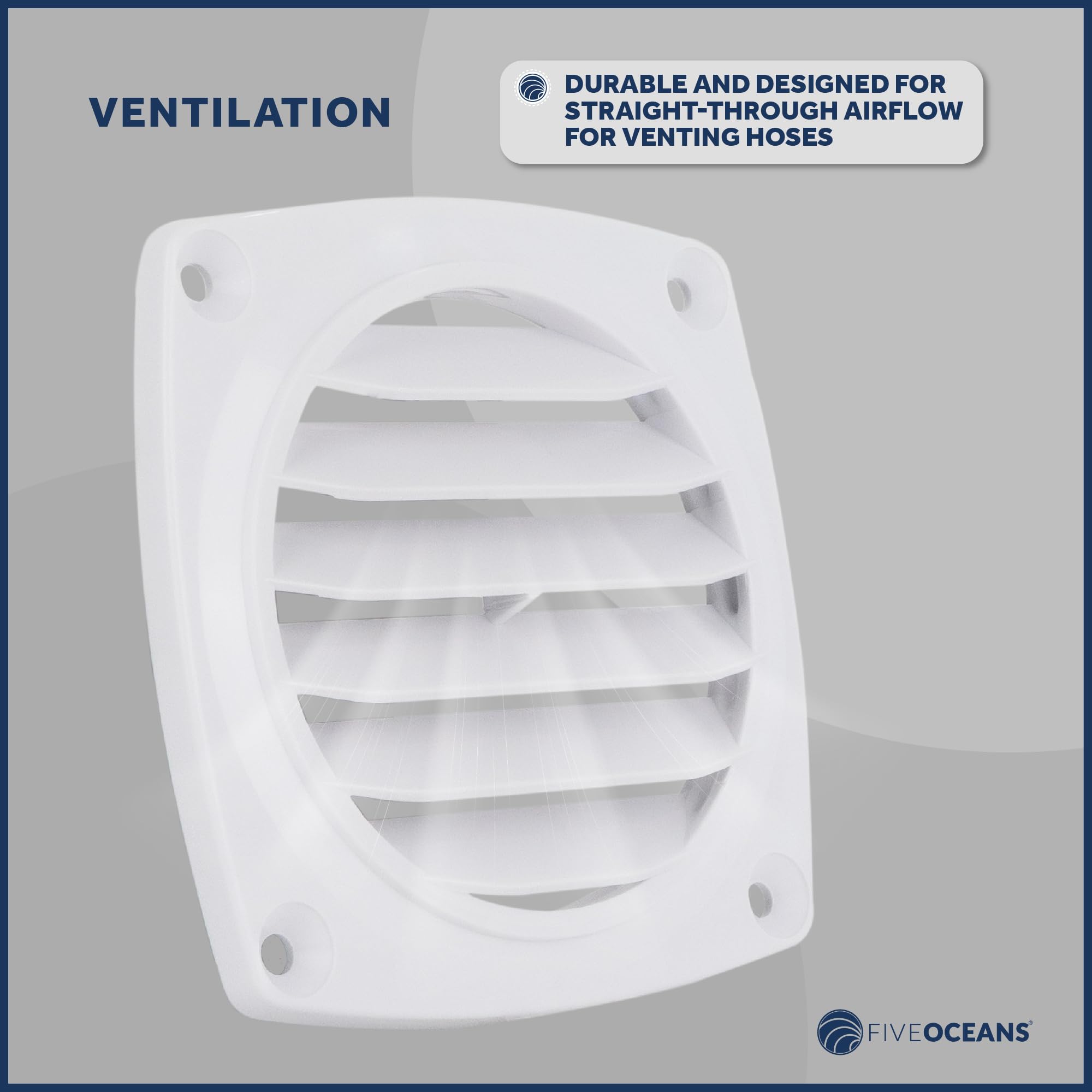 Five Oceans 6-Slotted Louvered Flush Hose Ventilators, 3-Inch Ventilation Area Diameter, White Abs Plastic, 2 Pack - Fo110-M2