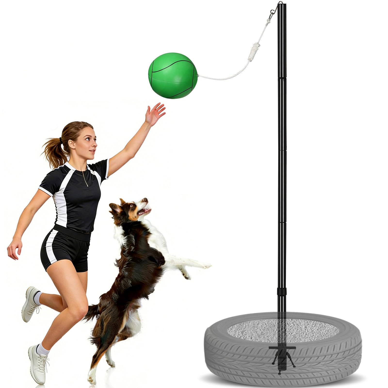 GADFISH Heavy Duty Tetherball Set, Tetherball Pole and Ball Set for Outdoor Backyard, 9ft Adjustable Height Suitable can Meet Va