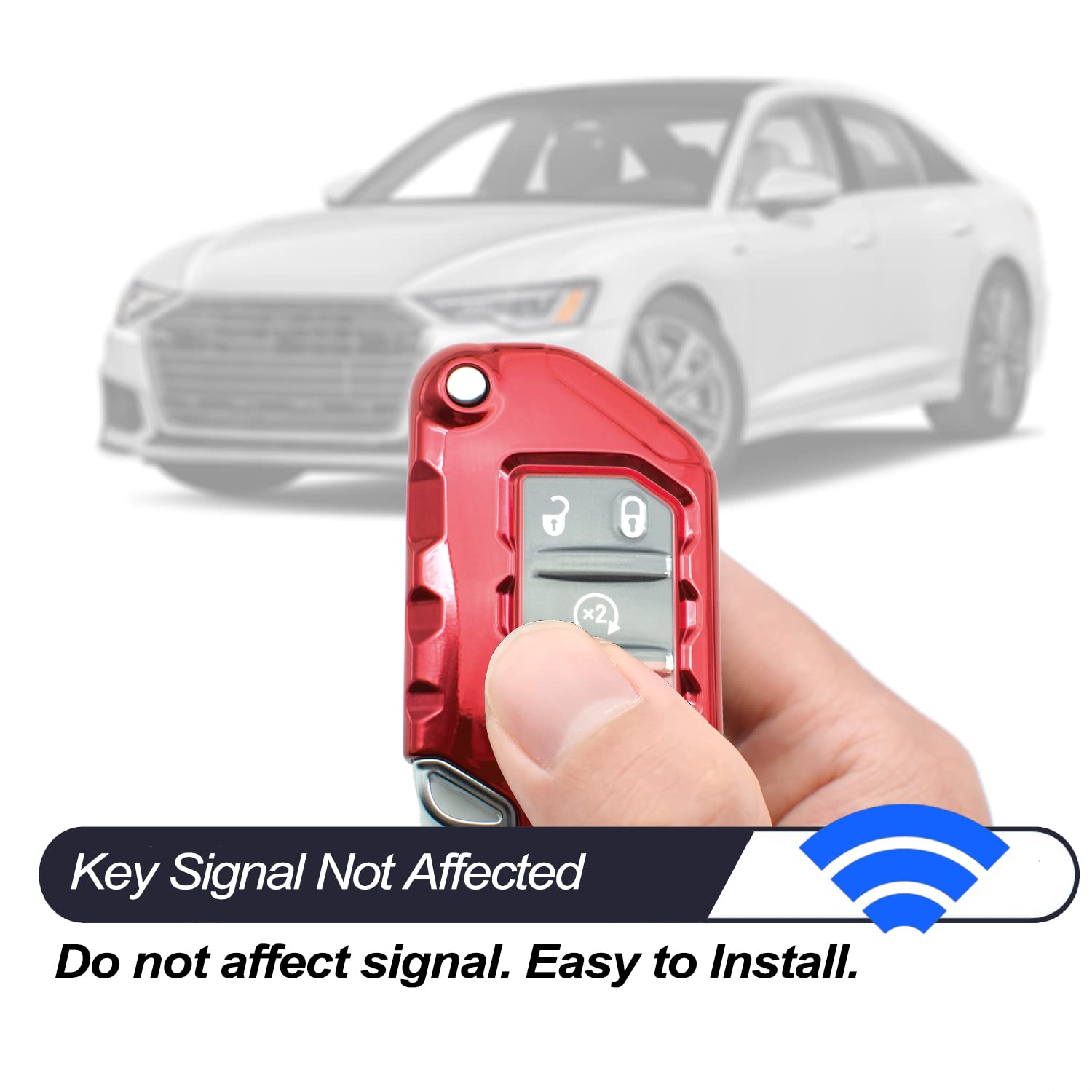 Mechcos Compatible With 2020 2021 Jeep Wrangler Jl Jlu Rubicon Jeep Gladiator Jt Sahara Jlu Oht1130261 Red Tpu Flip Key Fob Cove