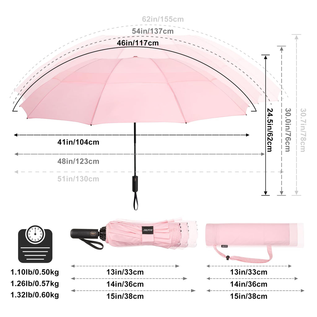 G4Free 54 Inch Large Golf Umbrella Compact Automatic Open Close (Pink)