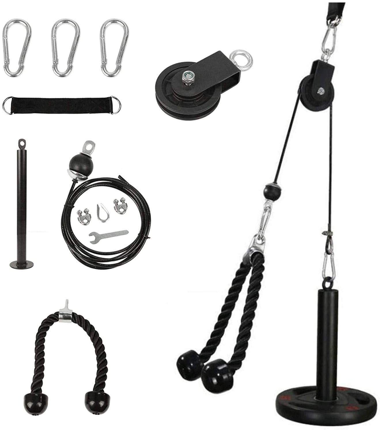 Cable Pulley System Home Gym, LAT Pull Down Weight Pulley System Gym Fitness DIY Loading Pin Weight Lifting Triceps Rope Workout