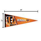 Rico Industries Nfl Football Cincinnati Bengals Primary 12'' X 30'' Felt Wall D  Cor Pennant - Great For Home/Bed Room/Man Cave