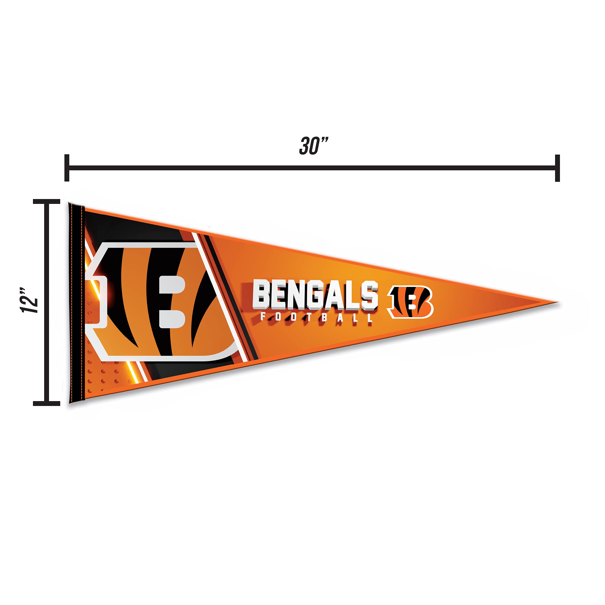 Rico Industries Nfl Football Cincinnati Bengals Primary 12'' X 30'' Felt Wall D  Cor Pennant - Great For Home/Bed Room/Man Cave