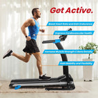 Serenelife Electric Folding Treadmill - Foldable Home Fitness Equipment For Walking & Running, 1.5 Hp Indoor Home Cardio Machine