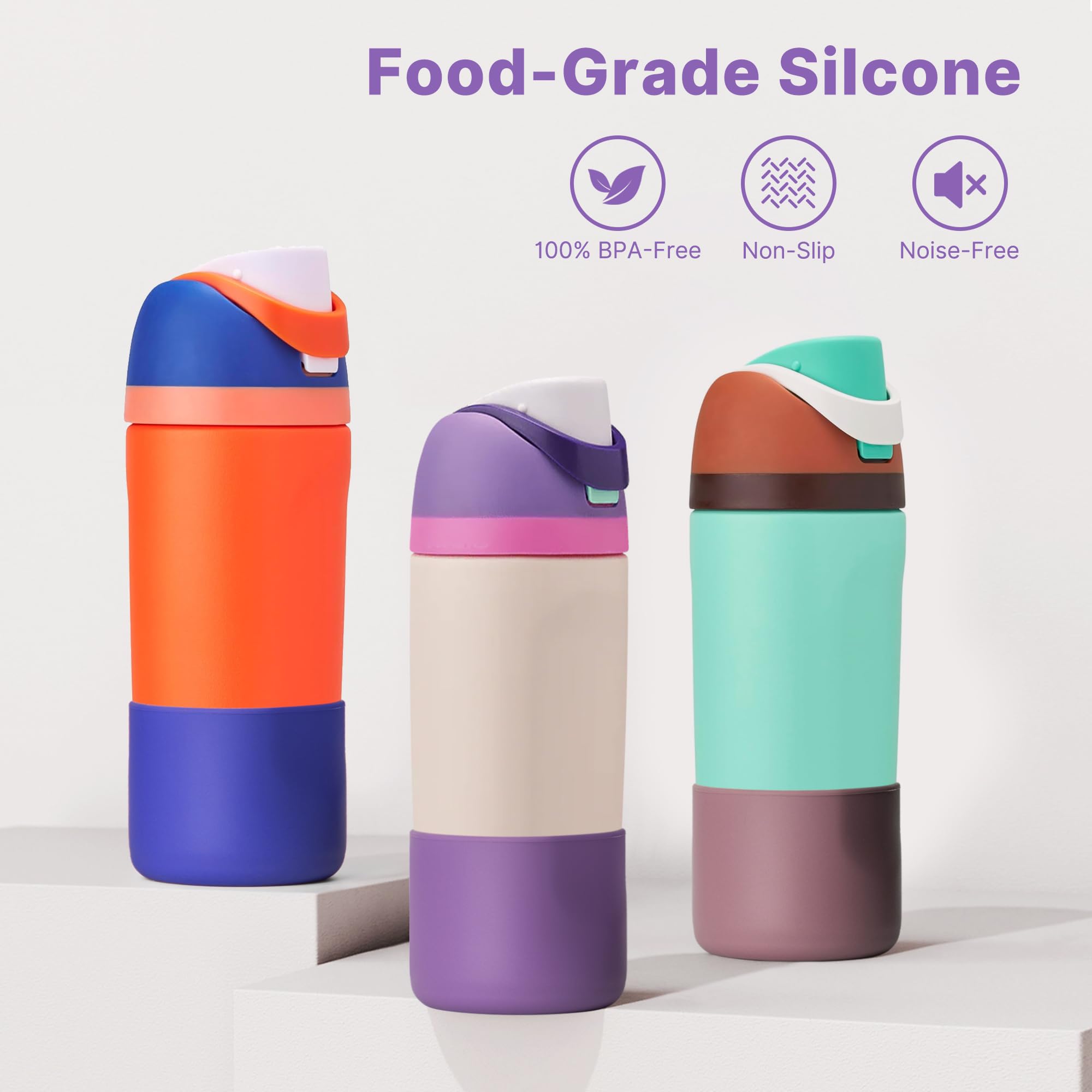 Diumepo Silicone Water Bottle Boot for Owala 14/16oz, Anti-Slip Protective Sleeve Bottom Bumper Protector for Owala Kids 12 oz T