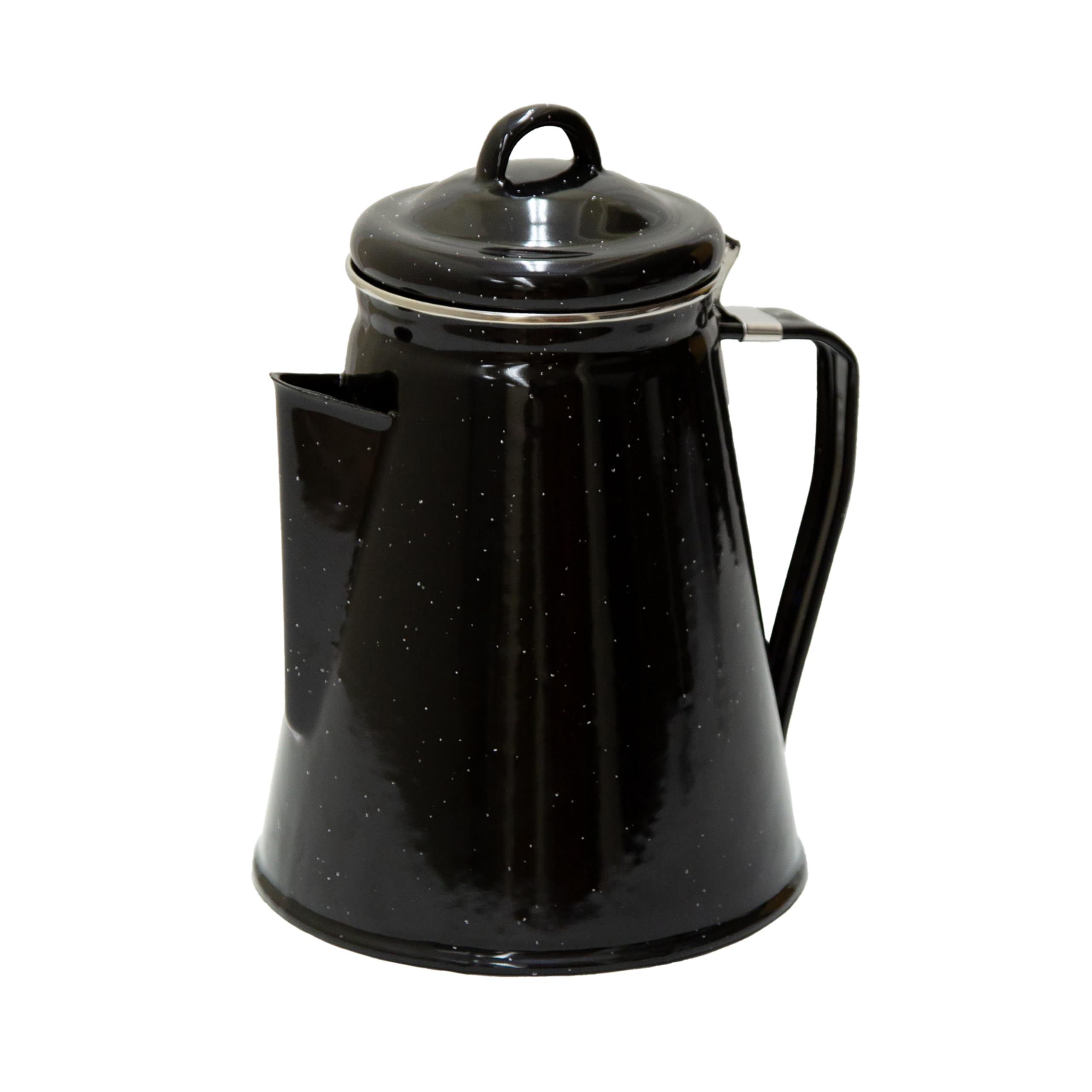 Stansport Enamel Percolator Coffee Pot & 4 Mug Set - Black