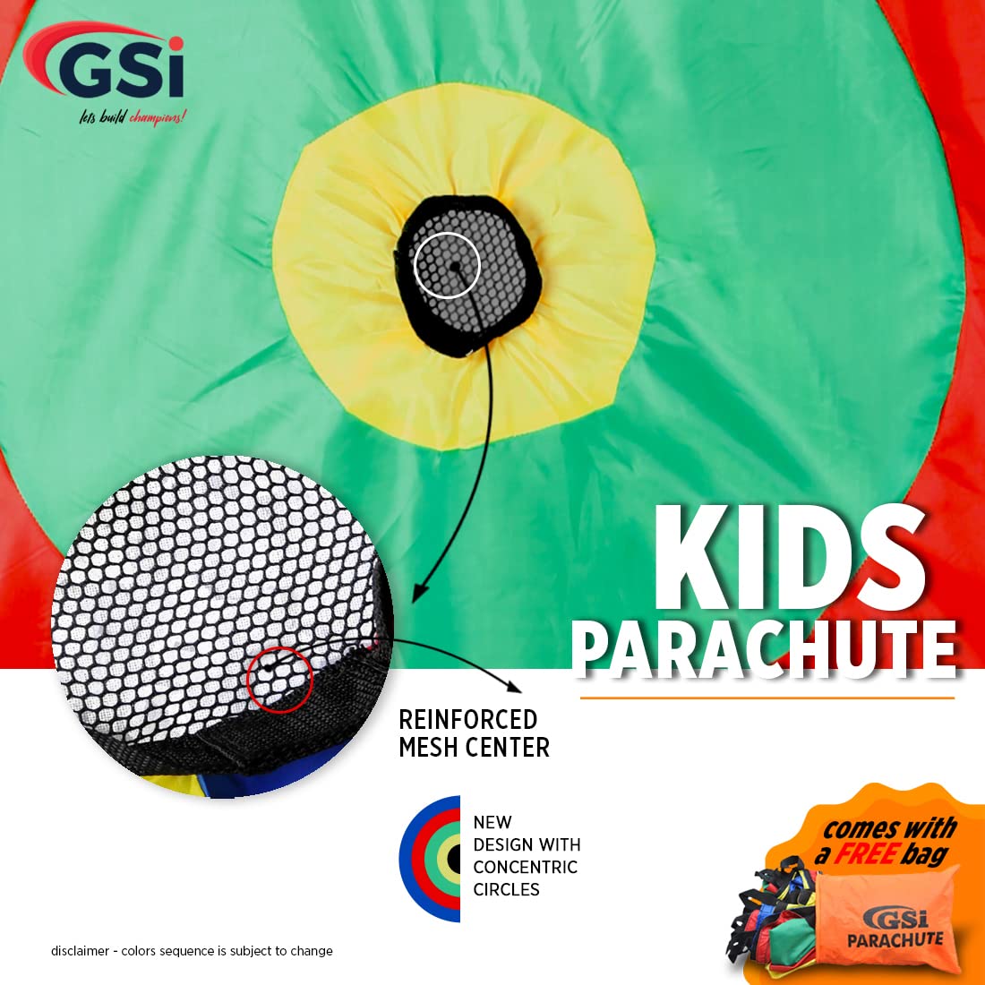 Gsi Kids Play Parachute Rainbow Parachute Toy Tent Game For Children Gymnastic Cooperative Play And Outdoor Playground Activitie