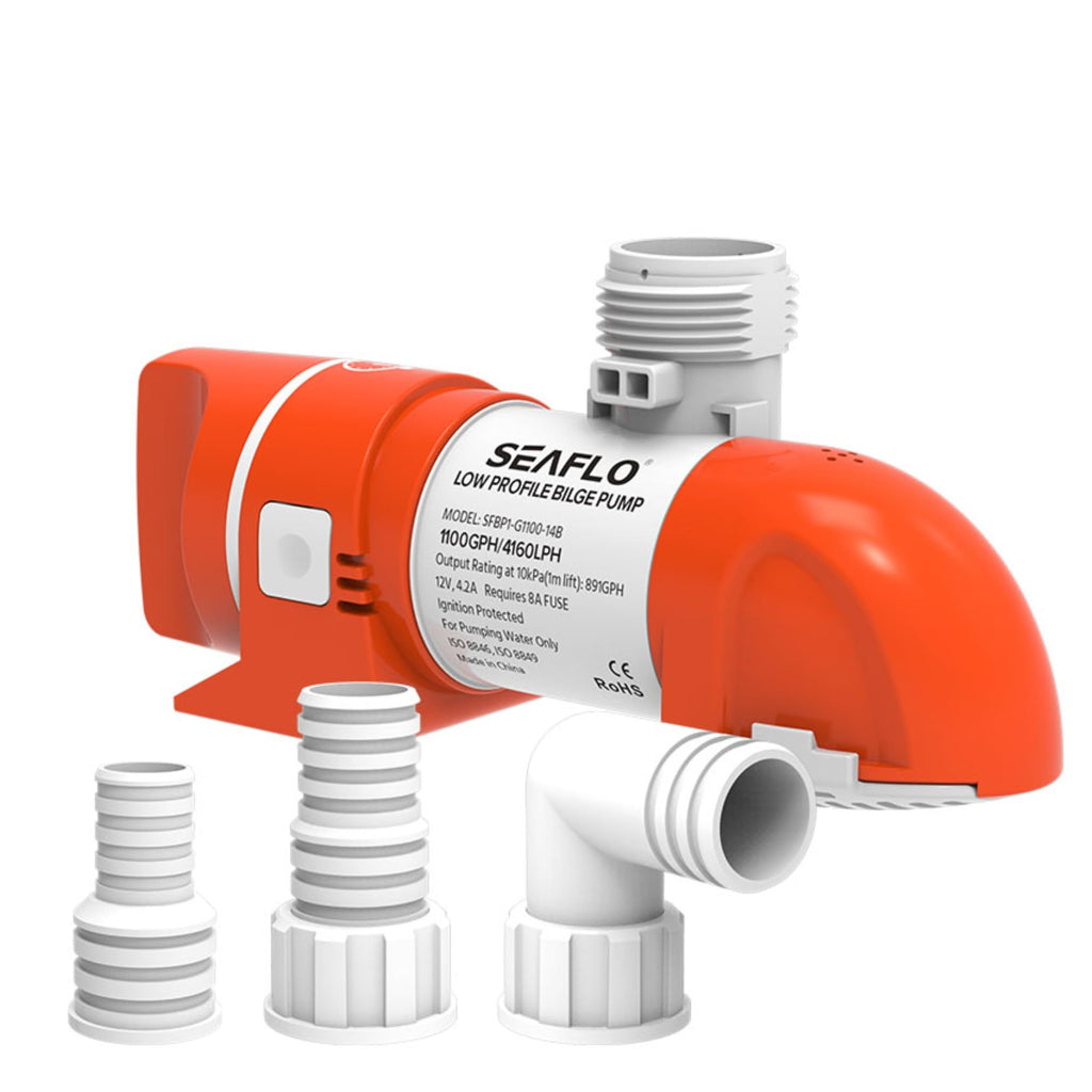 Seaflo 14B Series 12V 1100 Gph Automatic Low Profile Bilge Pump | Timer Sensing, Check Valve, 360 Installation, And 4-Year Warra
