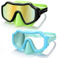 Vvinca 2 Pack Kids Swim Goggles with Nose Cover for Boys Girls 3-15, Anti Fog Diving Mask with Shatterproof Safety Lens for Todd