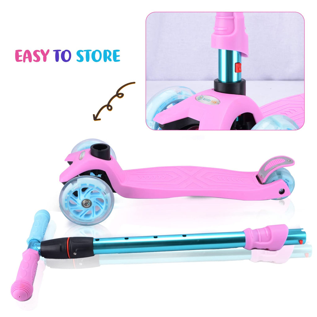 3 Wheel Scooter for Kids, Kids Scooter with Light Up Wheels, Sturdy Deck Design, and 4 Height Adjustable Suitable for Kid Ages 3