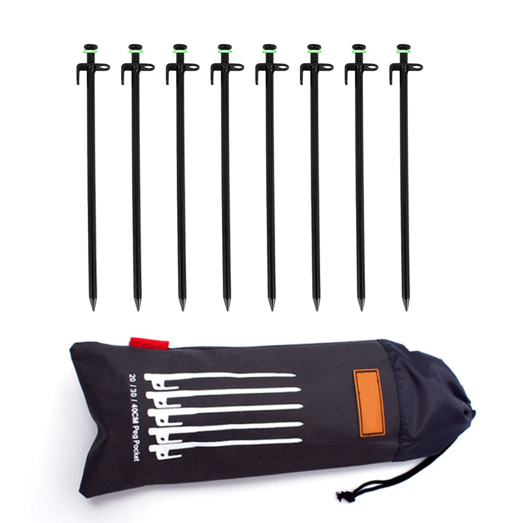 Tent Pile,Luminous Ring Storage Bag(8 Pieces) Sturdy Heavy Steel Tent Pile Ground Nail Metal Pile, Suitable For Outdoor Mountain