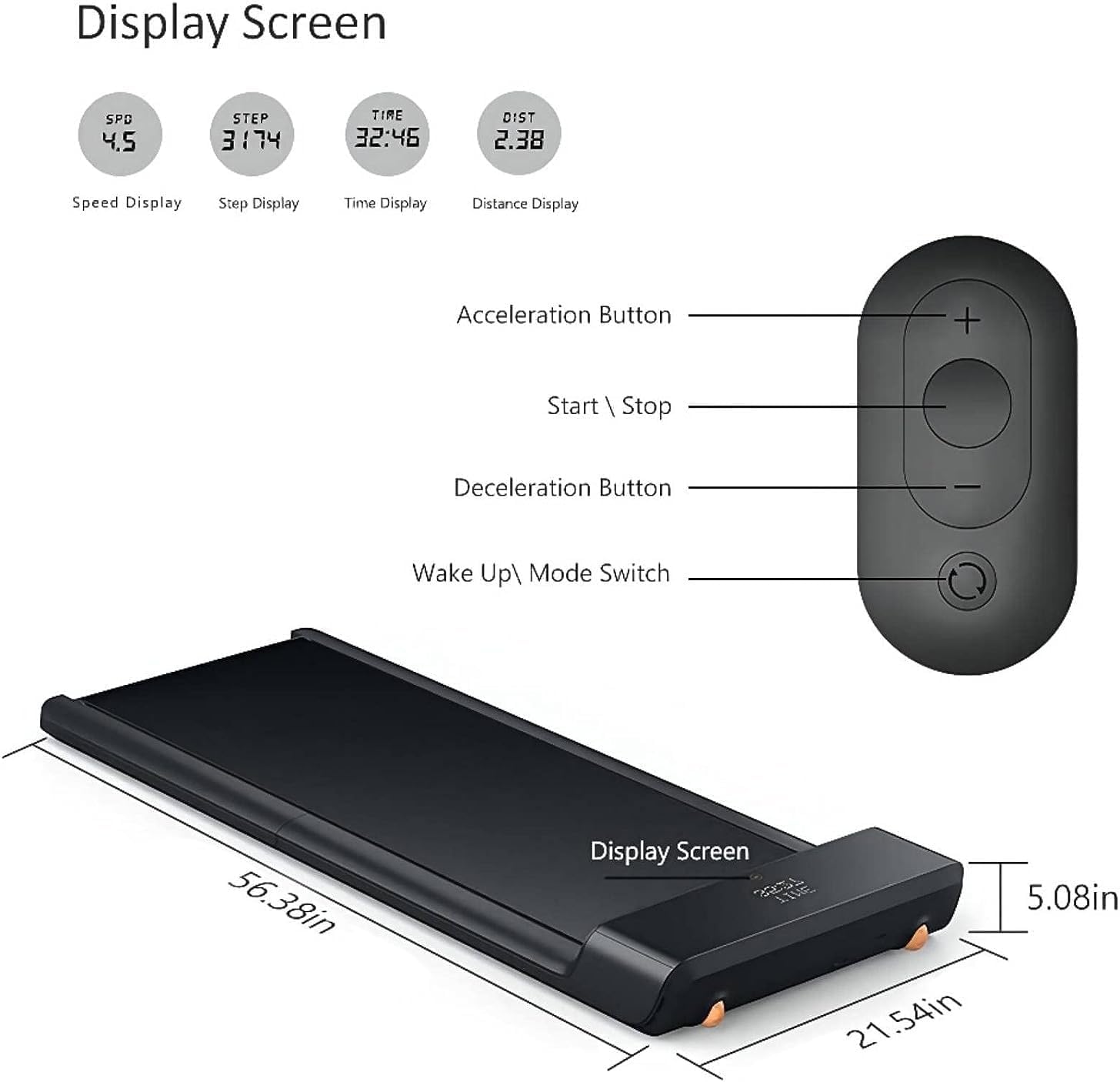 WALKINGPAD A1Pro Foldable Walking Pad Treadmill for Home Office, Under Desk Treadmill with Adaptive Speed Control, Compact Desig