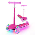 TONBUX Kids Scooter for Ages 3-8, Toddler Scooter with Light-Up Wheels, Adjustable 4-Level Height 3-Wheel Scooters for Kids, Lea