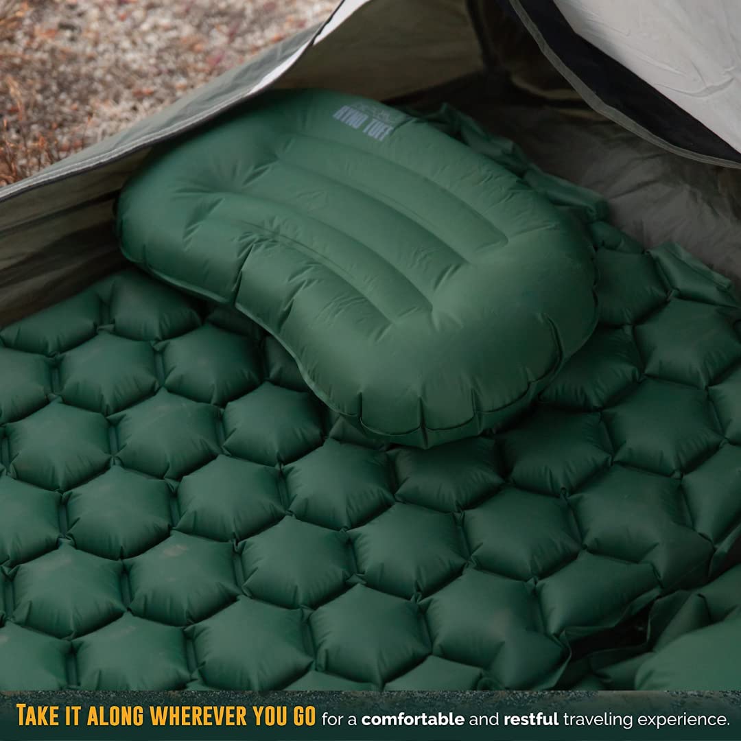 Ryno Tuff Inflatable Nylon Outdoor Camping Pillow For Neck Lumbar Support - Insulated Lightweight Inflatable Travel Pillow For C