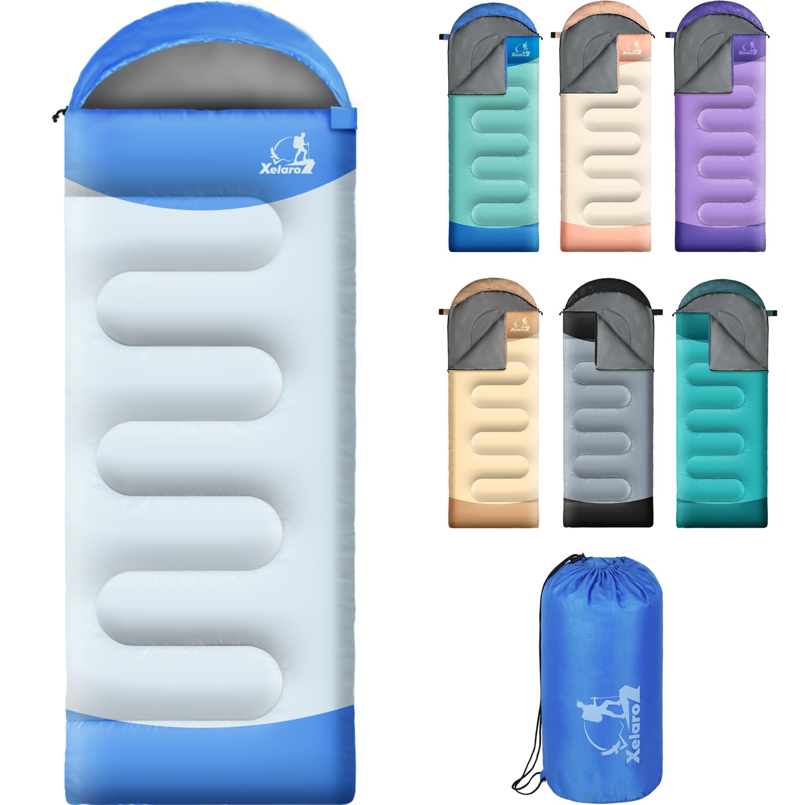 Xelaro Sleeping Bags For Adults Kids - 3 Season Cold&Warm Weather Waterproof Lightweight Sleeping Bags For Camping Hiking Outdoo